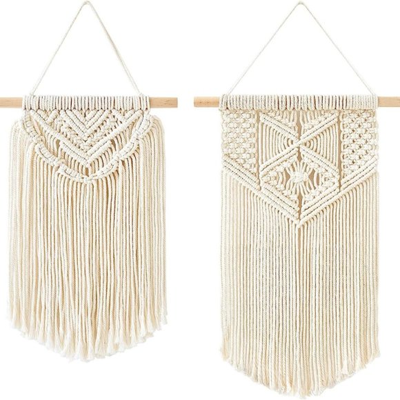 2 Pcs Macrame Wall Hanging Boho Wall Decor Home Chic Decoration - Picture 2 of 7